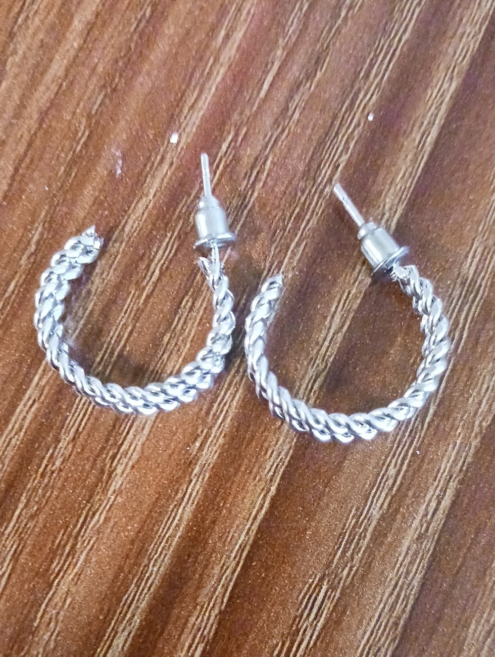 Silver Tone Twisted Hoop Earrings - Women Jewelry